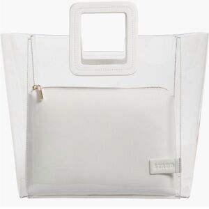 STAUD Shirley Clear/White Tote Bag
